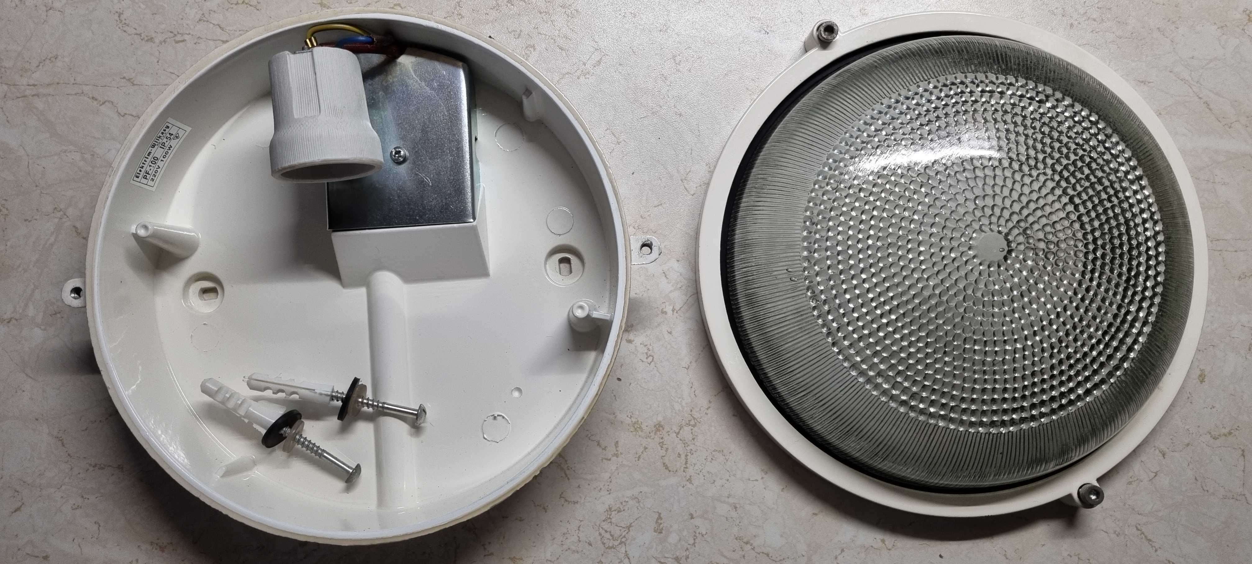 Lampa okrągła PF-100 szklany klosz IP-54 nowa
