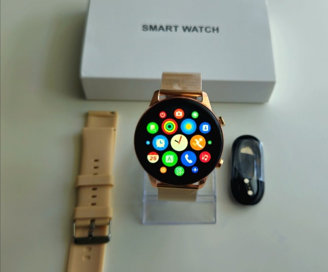 Elegancki Smartwatch Damski Zegarek Złoty Kolor Dużo Funkcji J. POLSKI