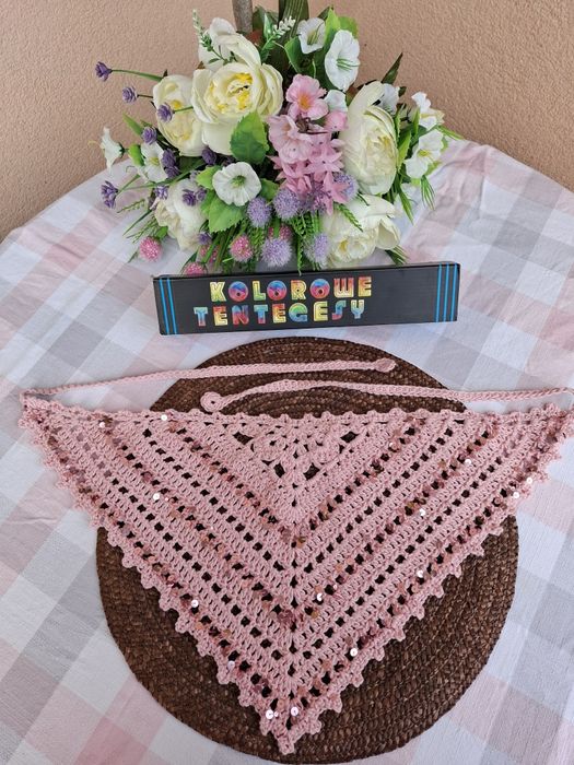 Bandana chustka z cekinami. Bawełna 100%. Nowa . Handmade