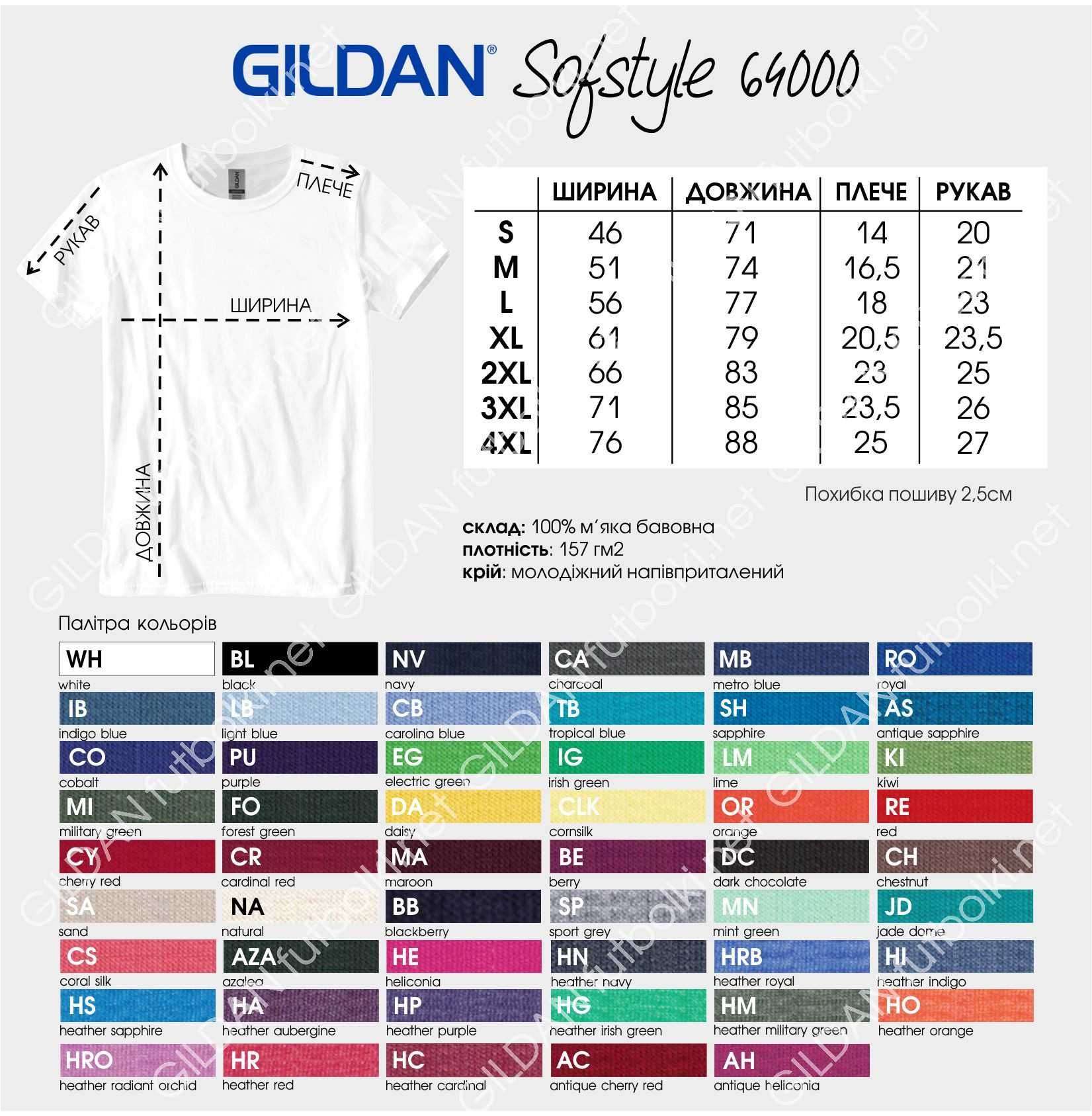 Чоловіча футболка Gildan СУПЕРМ'ЯКА 100% бавовна Softstyle базова