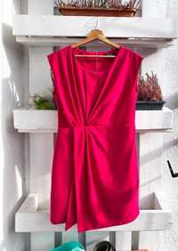 Elegancka bawełniana różowa sukienka z drapowaniami New York Laundry M