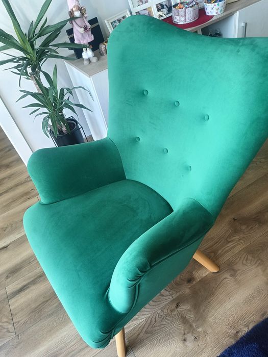 Fotel uszak butelkowa zieleń