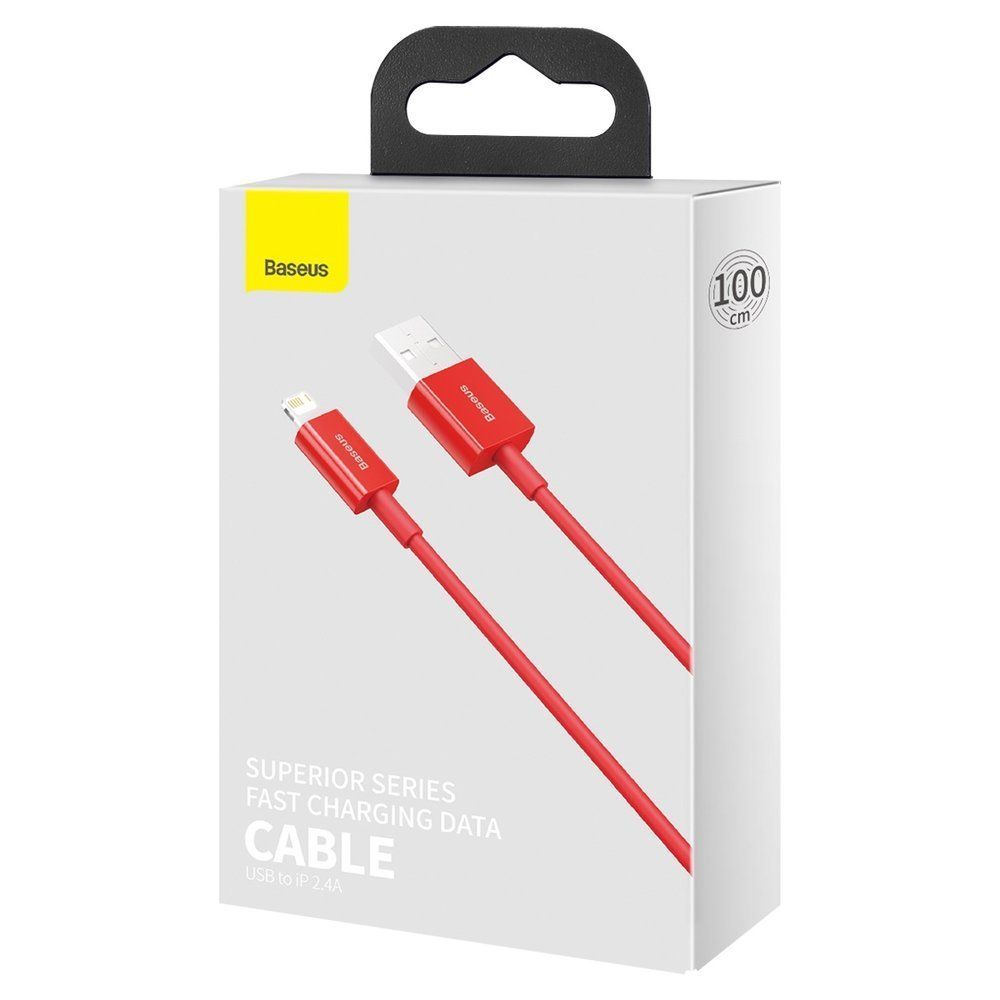 superior kabel przewód do iphone usb - lightning 2.4a 1m czerwony