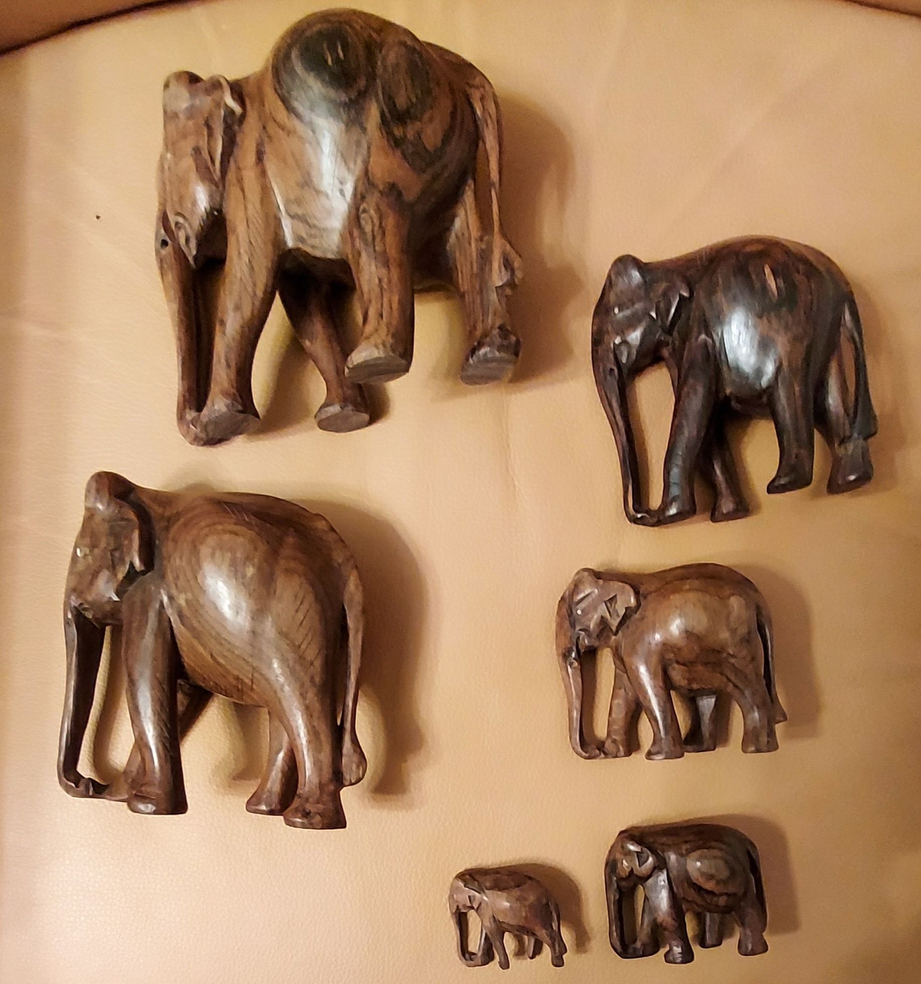Słonie drewniane 6 sztuk
