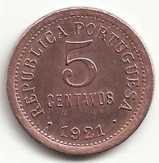 5 Centavos de 1921, Republica Portuguesa