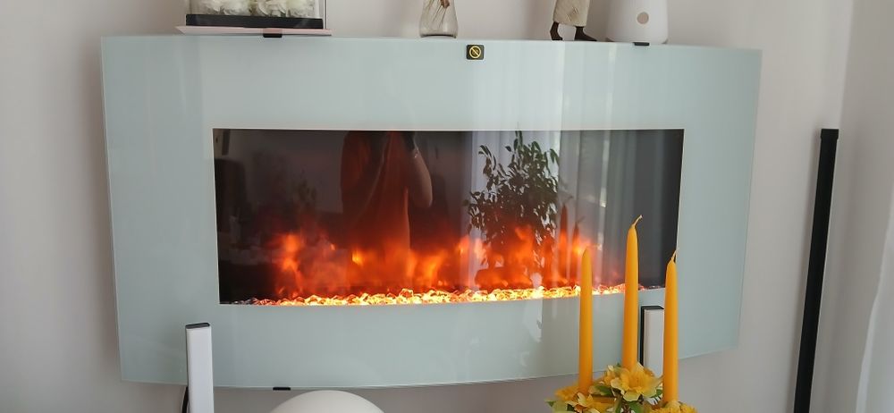 Super kominek elektryczny na zimę grzeje 900 wat i 1800 ledy pilot