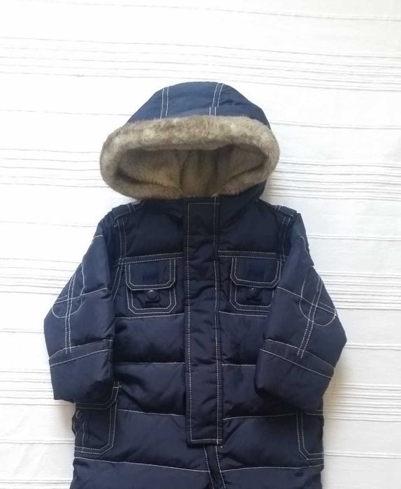 62 68 GAP BDB+ granatowy kombinezon zimowy puchowy puch naturalny