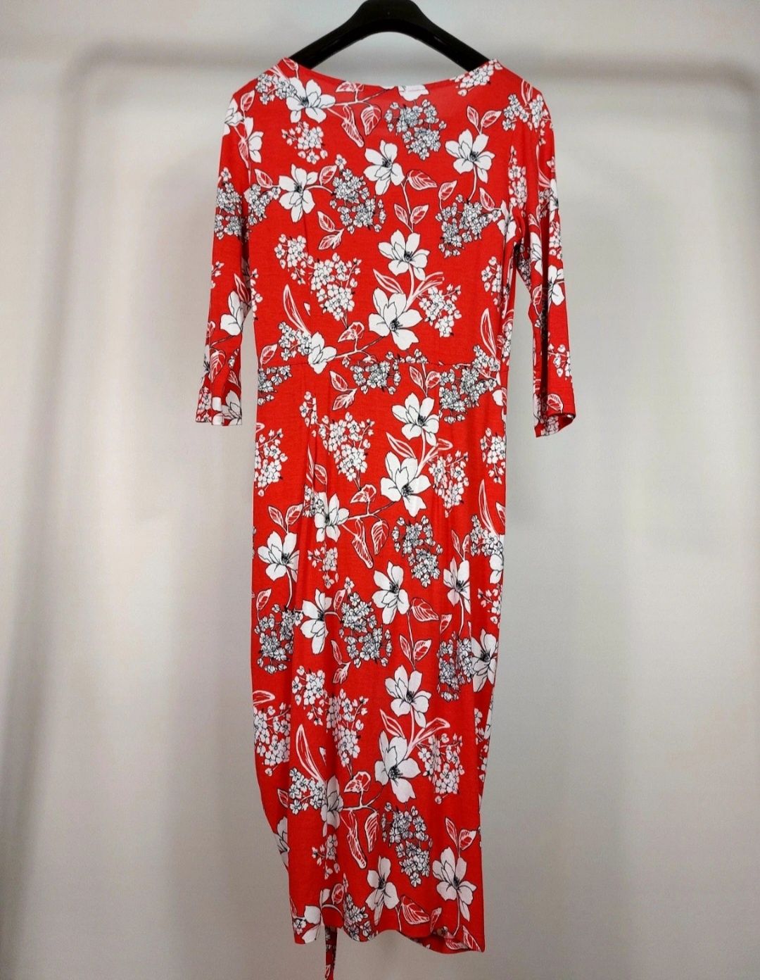 Nowa Czerwona w Białe Kwiaty Bawełniana Sukienka Damska, Orsay (M)