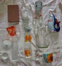 Посуда разная СССР ретро ,ваза красное стекло с птичкой