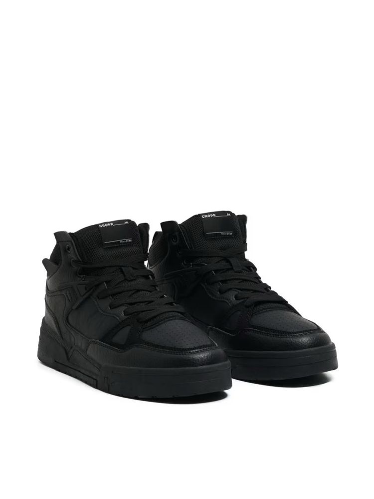 Nowe czarne męskie sznurowane wysokie buty sneakersy za kostkę Cropp