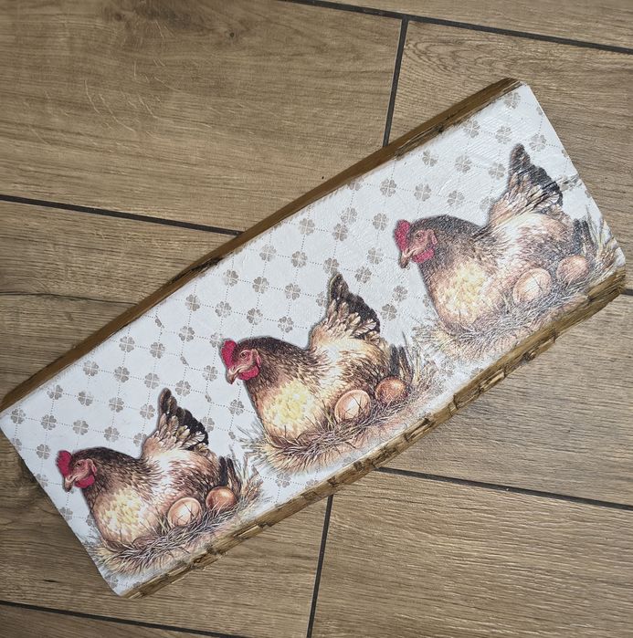 Obraz na desce kury decoupage