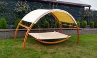 Duże ogrodowe łóżko wiszące dwuosobowe / hamak z dachem