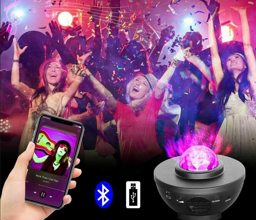 Projektor Laser Led RGB Disco Niebo Gwiazd Głośnik Bluetooth Pilot
