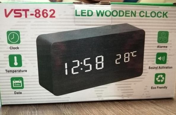 Новые настольные часы под дерево VST-862-1 термометр, дата, будильник