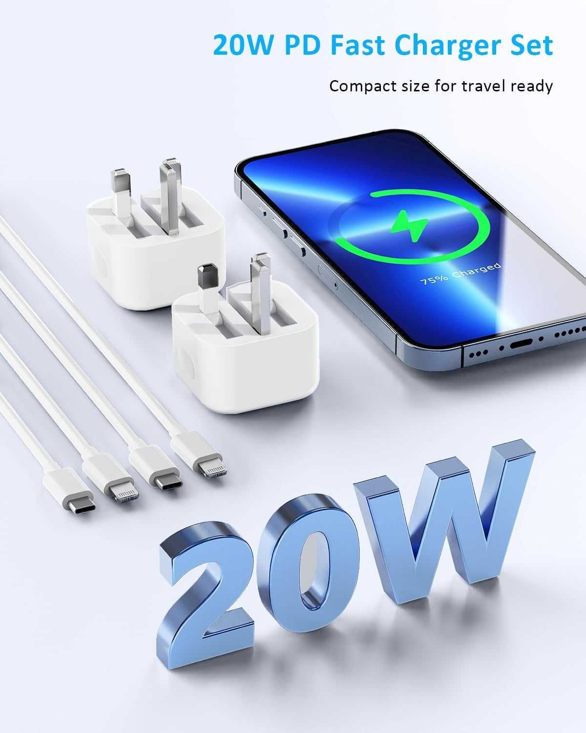 Aduarjo 20W USB-C – Szybka Ładowarka do iPhone'a + Gratis