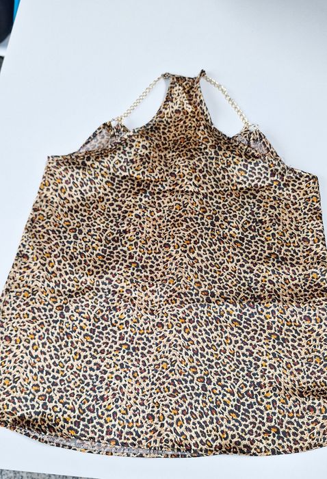 Blusa, top cetim alças corrente dourado