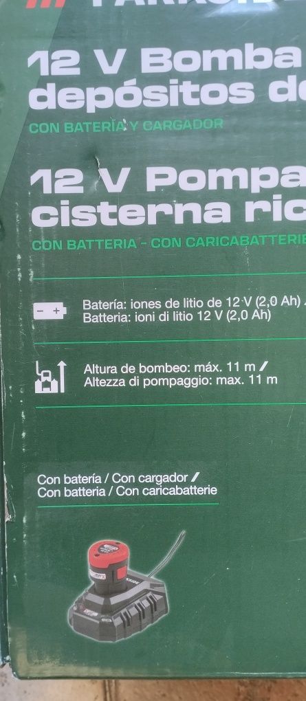Bomba de água a bateria 12v Parkside