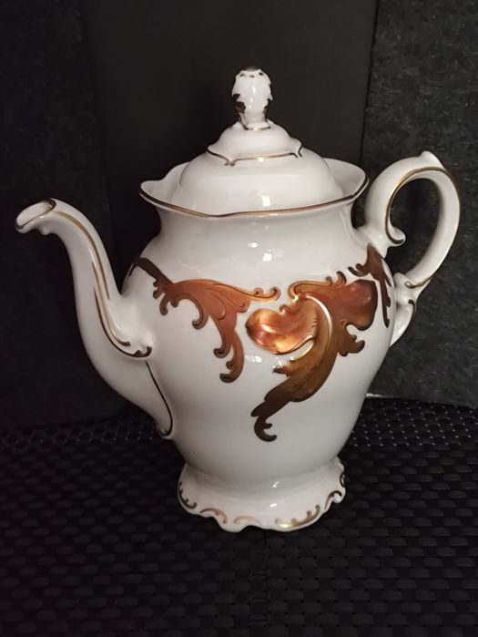 Porcelana Wawel W-ch  Serwis Tet-ta-Tet Mokka  Złoty Liść Fryderyka