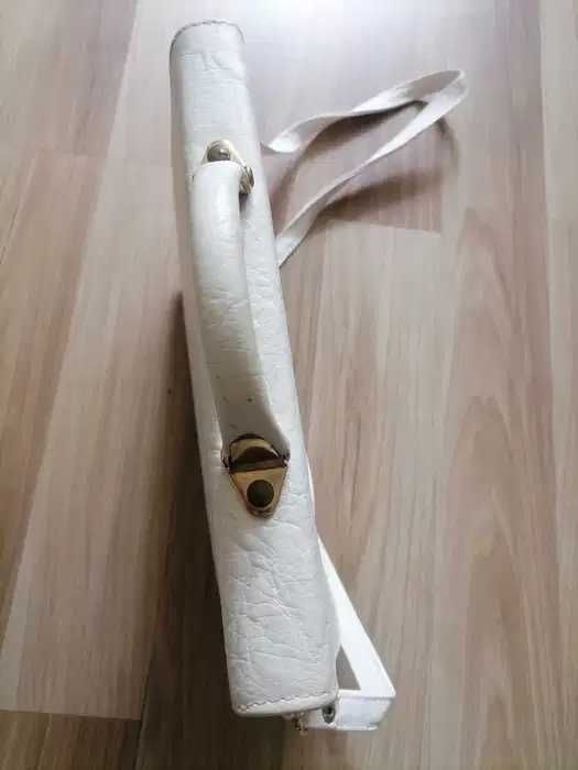 Skórzana biała torebka prl