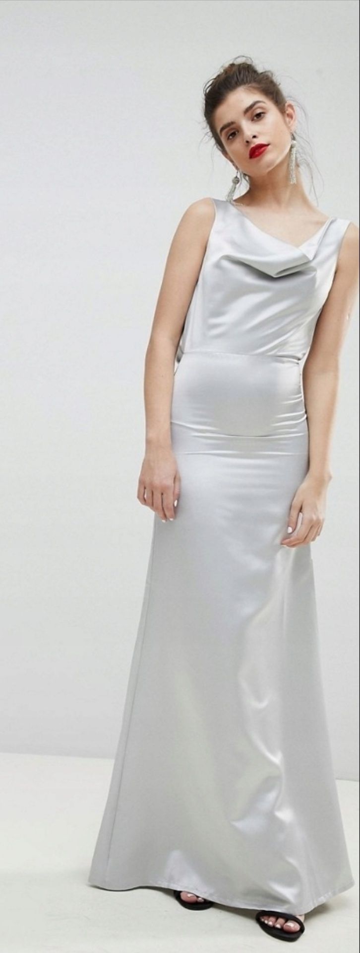 TRUE VIOLET srebrna silver S M 36 38 sukienka maxi koktajlowa NOWA
