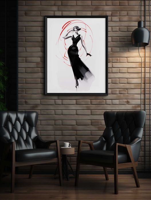 Plakat na Ścianę Obraz Kobieta Sztuka Czarno-Białe 40x60 cm Premium