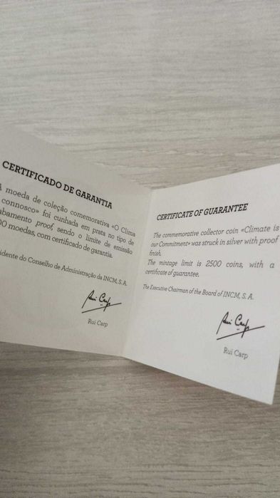 Moeda 2,5€ em Prata Proof "O Clima é Connosco"  5€ Prata Proof Hortelã
