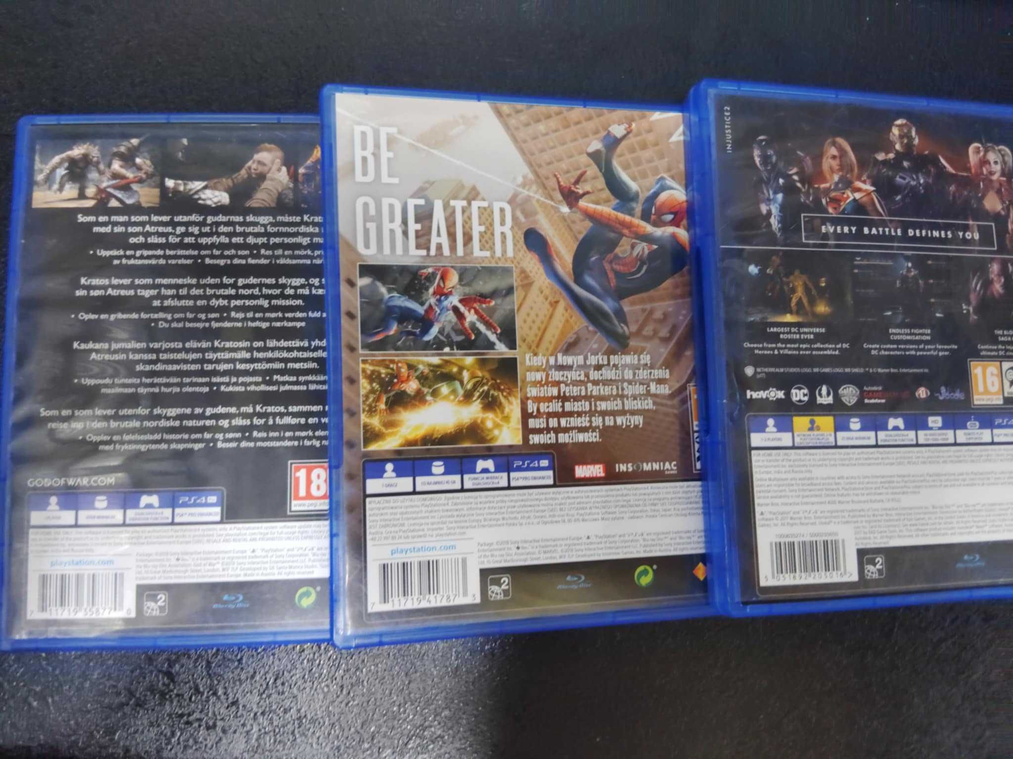 God of War, Spiderman, injustice 2 PS4