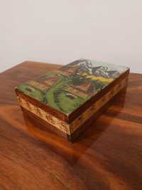 Drewniane pudełko na przyrządy do golenia | Retro | Rękodzieło