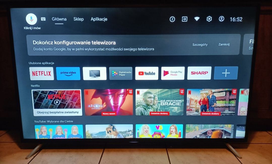 Tv ANDROID 4K 40" DVB-T 2 hevc telewizor Sharp bluetooth UHD Wi-Fi