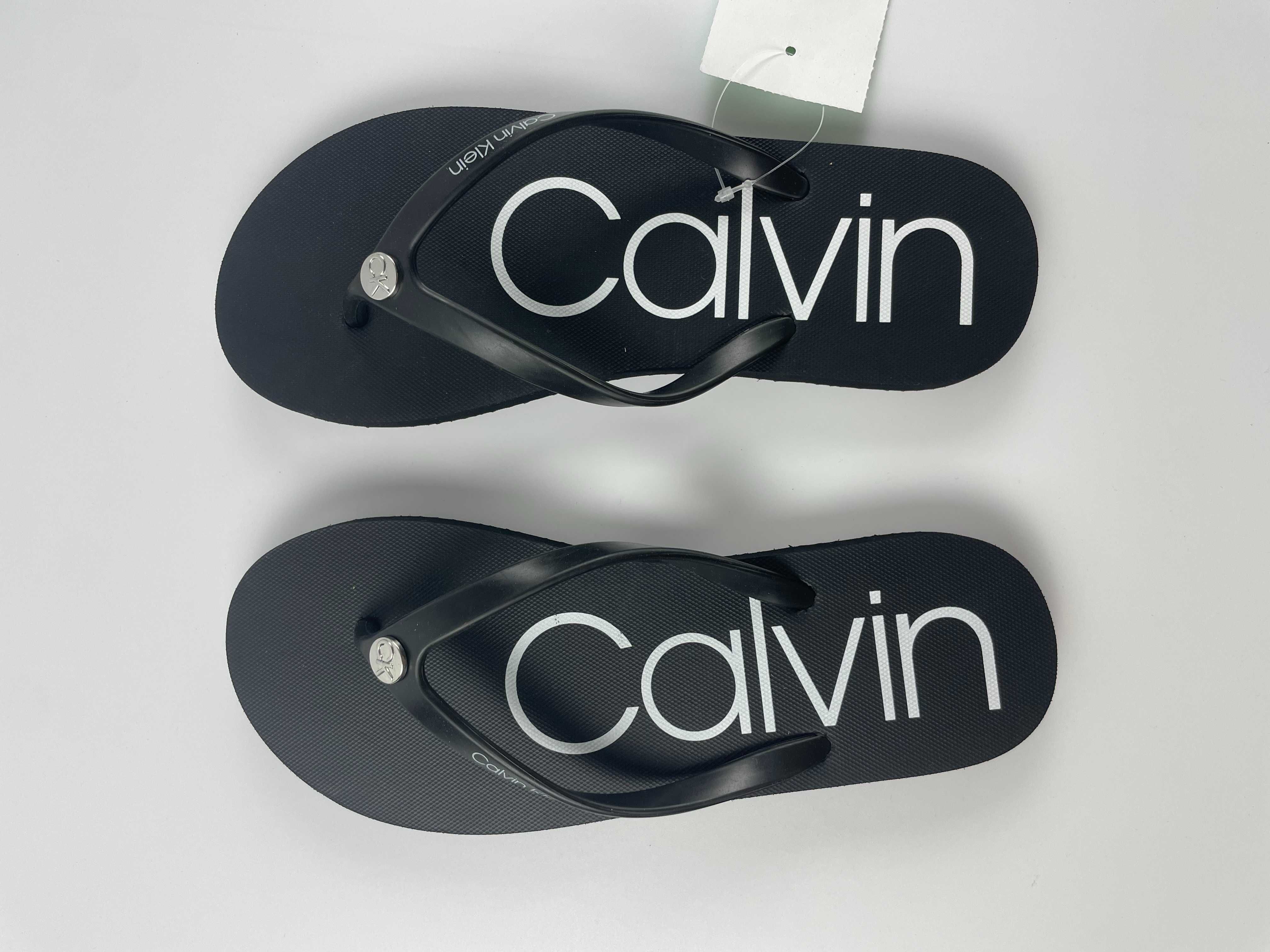 Stylowe japonki czarne klapki Calvin Klein – nowe, z metką. Rozm 36-6M