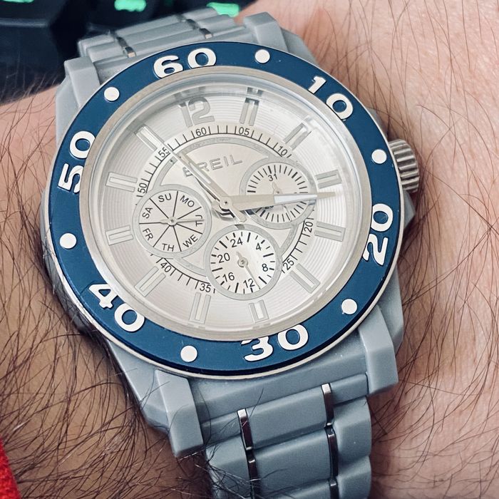 duży zegarek Marc Ecko „prostokąt” z retrogradem na customowym pasku