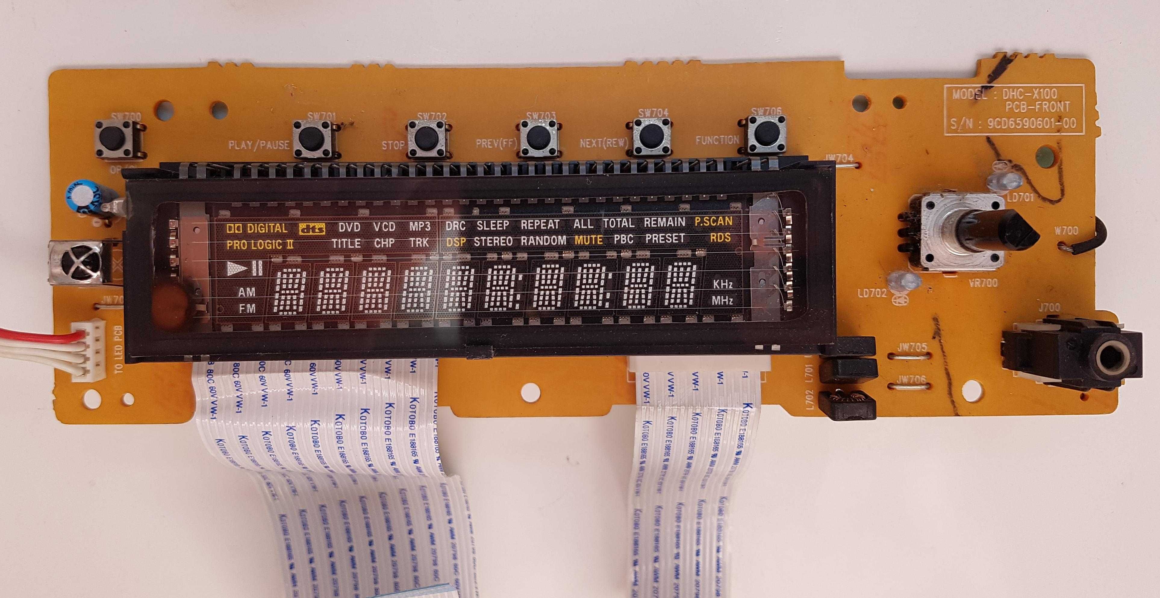 Daewoo DHC-X100 wyświetlacz kino domowe PCB Front płytka