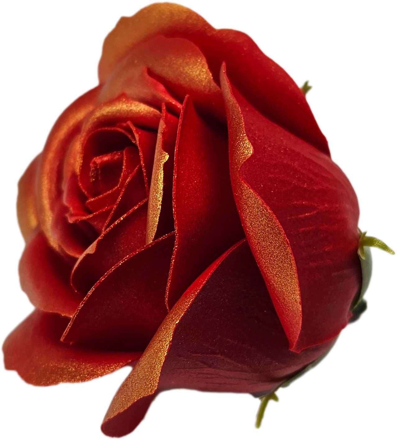 CZERWONE - ZŁOTE Róże mydlane DUŻE oryginalne kolory 25szt flowerbox