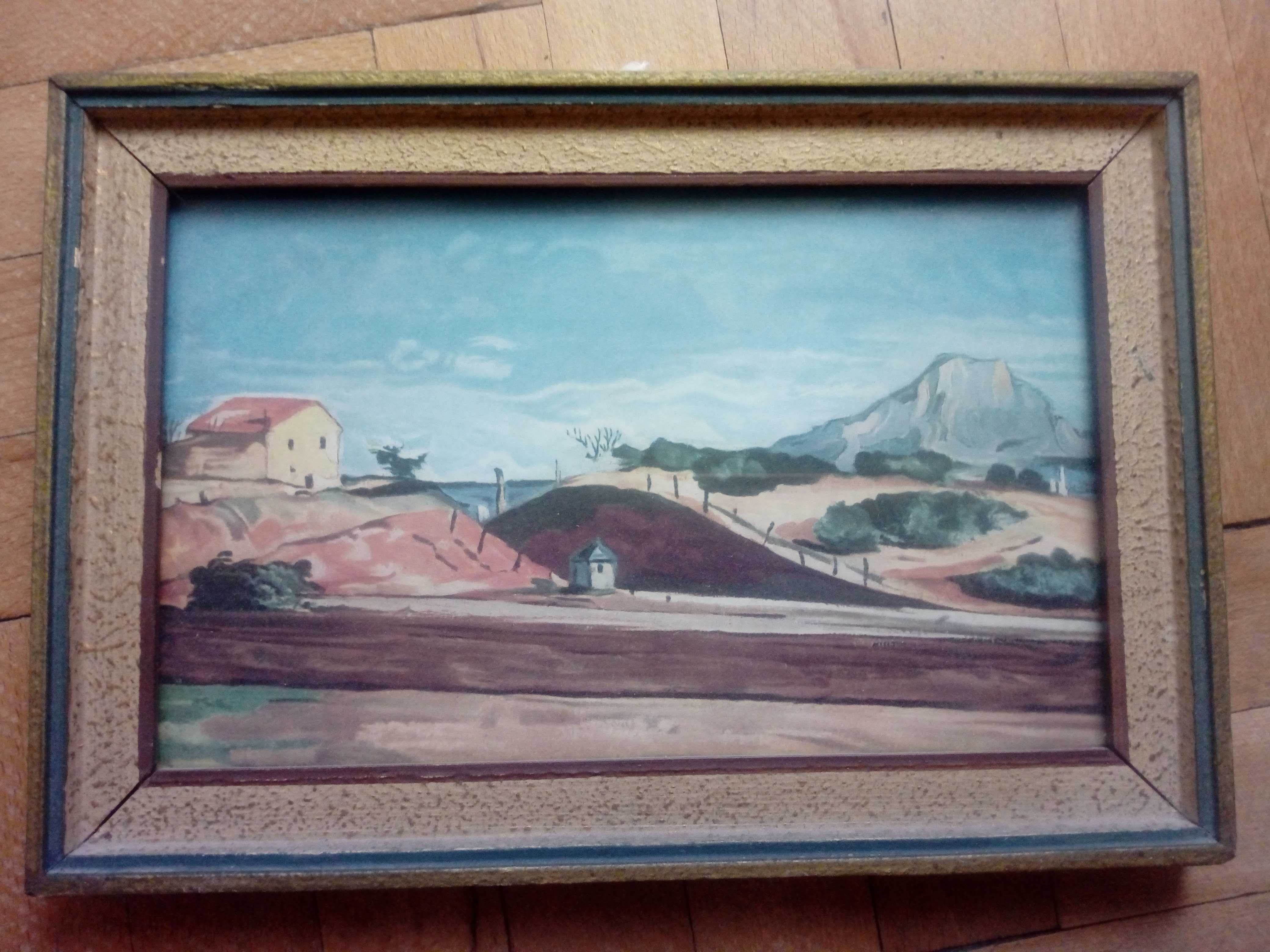 Obraz obrazek Wytyczanie linii kolejowej Cezanne w ramce 19 x 28 cm