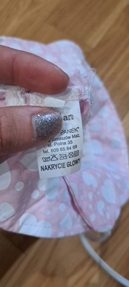Kapelusz dla dziewczynki, czapka na lato, bawełniana, panek 42, pudrow