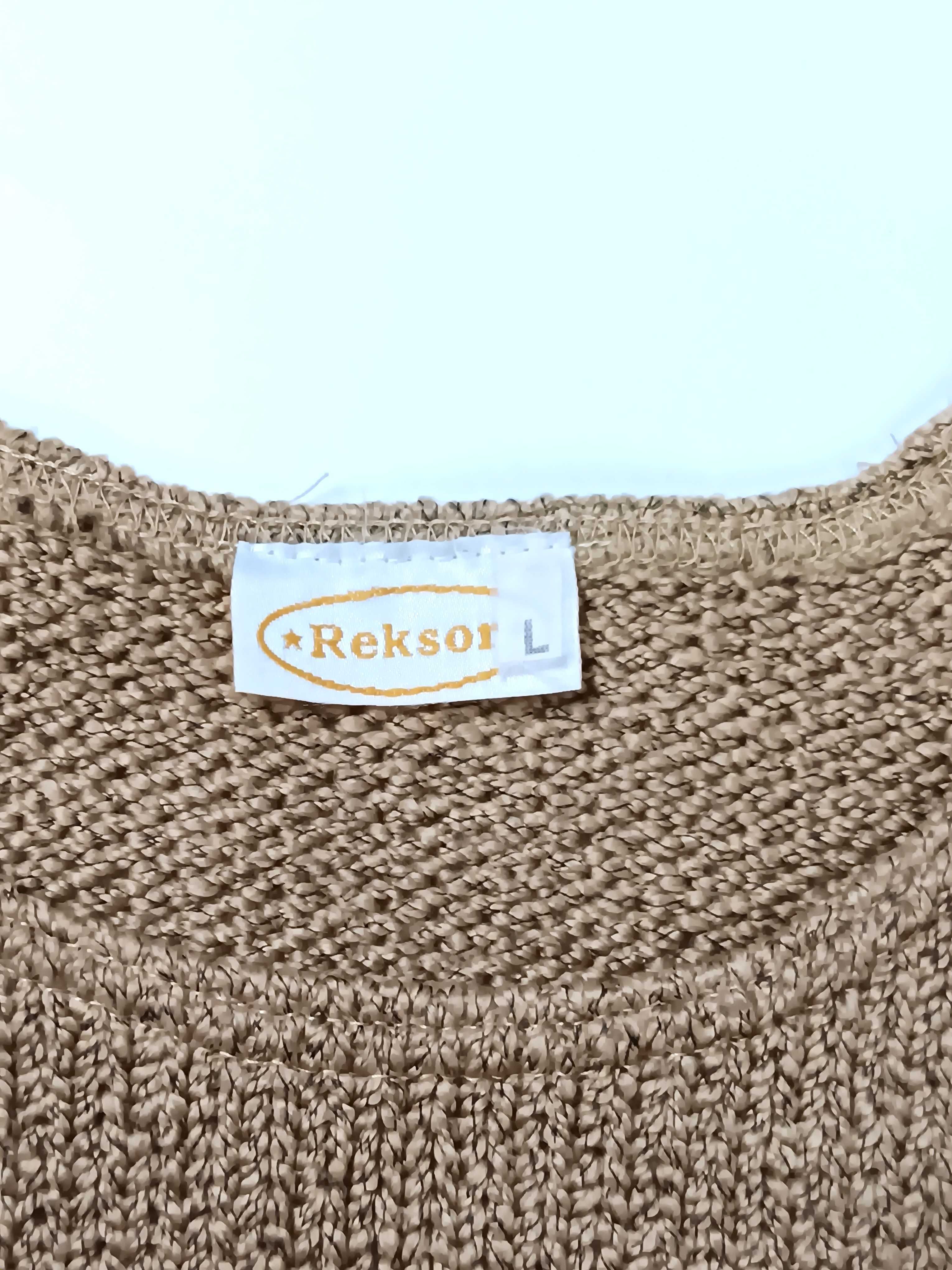 Brązowy wełniany zimowy sweter damski Wełna 50% Reksor L/40