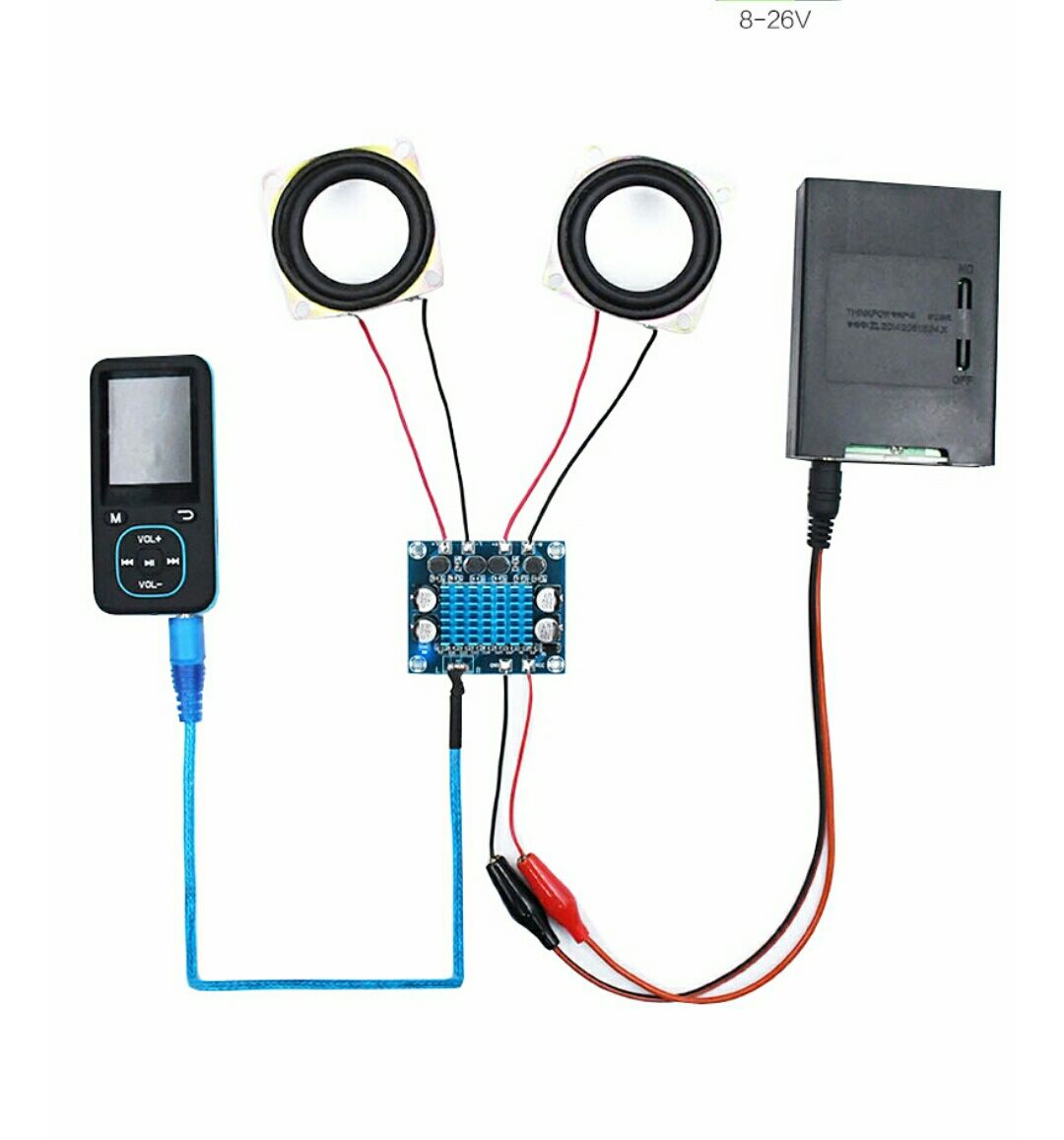 Усилитель мощности TPA3110. Стерео. 2*30 W. DC 8-26V. Усилитель звука