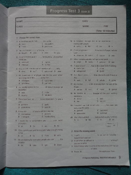 Upstream Upper-Intermediate B2+ Test Booklet