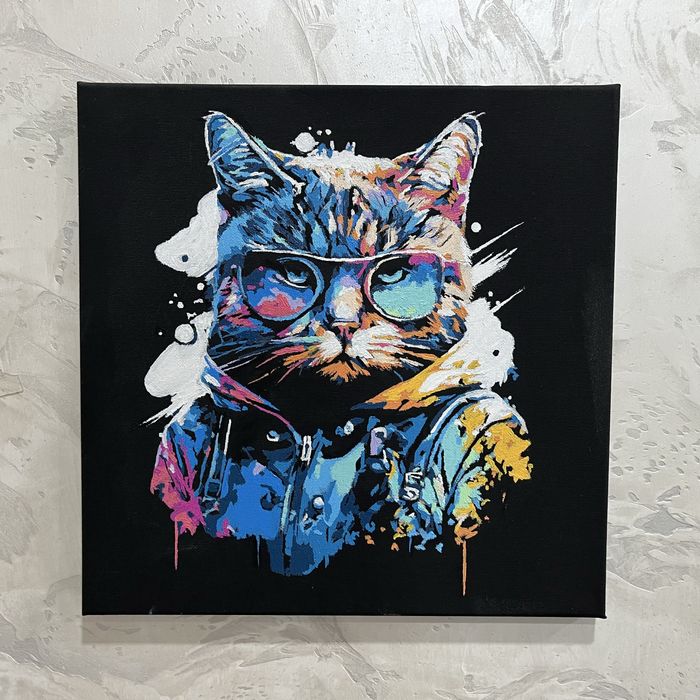 Картина Кіт | поп-арт | акрил, 30×30 | сучасний інтер’єр