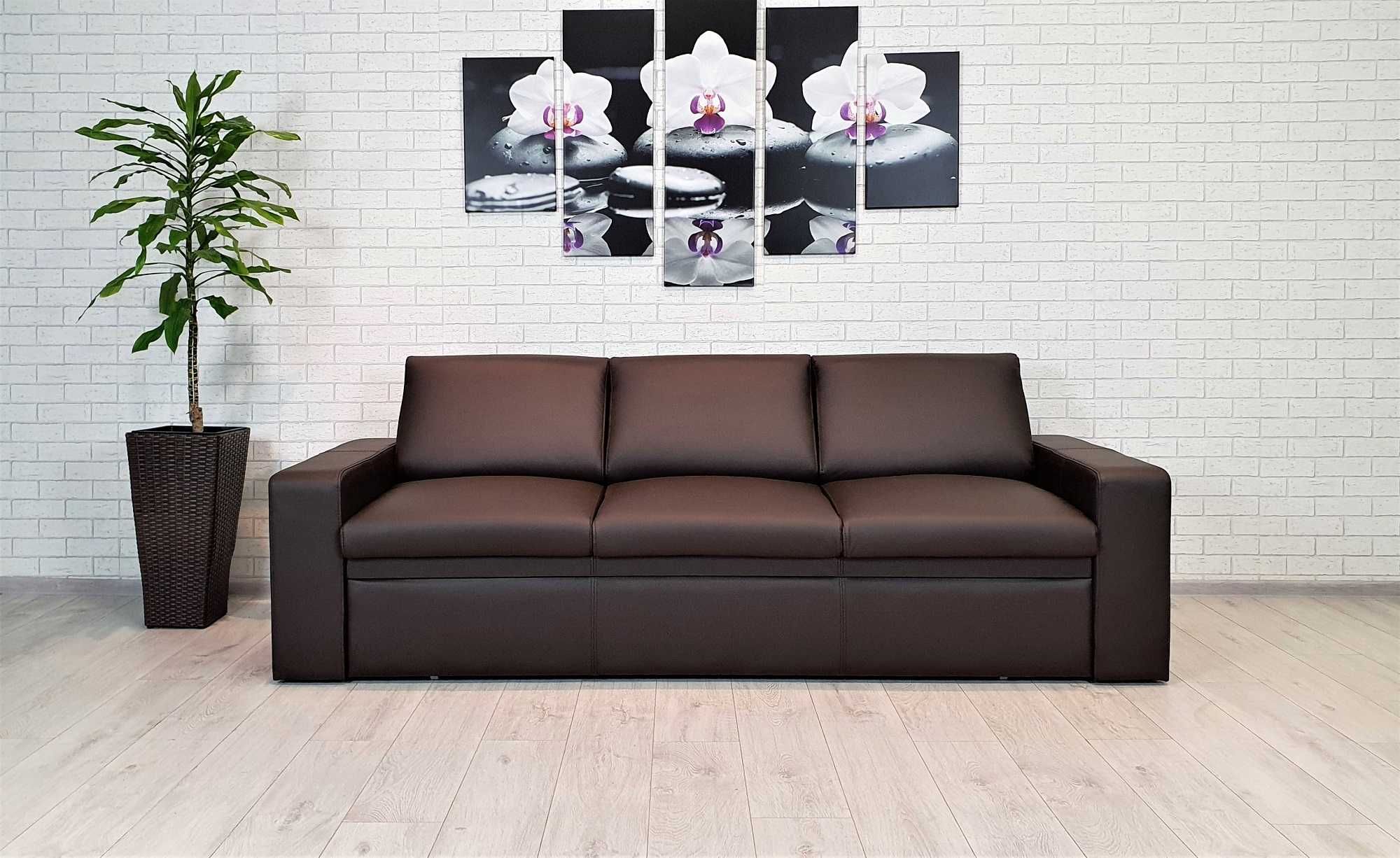 Kanapa ze skóry 200cm z funkcją sp. Sofa 3os skórzana, SKÓRA natur.