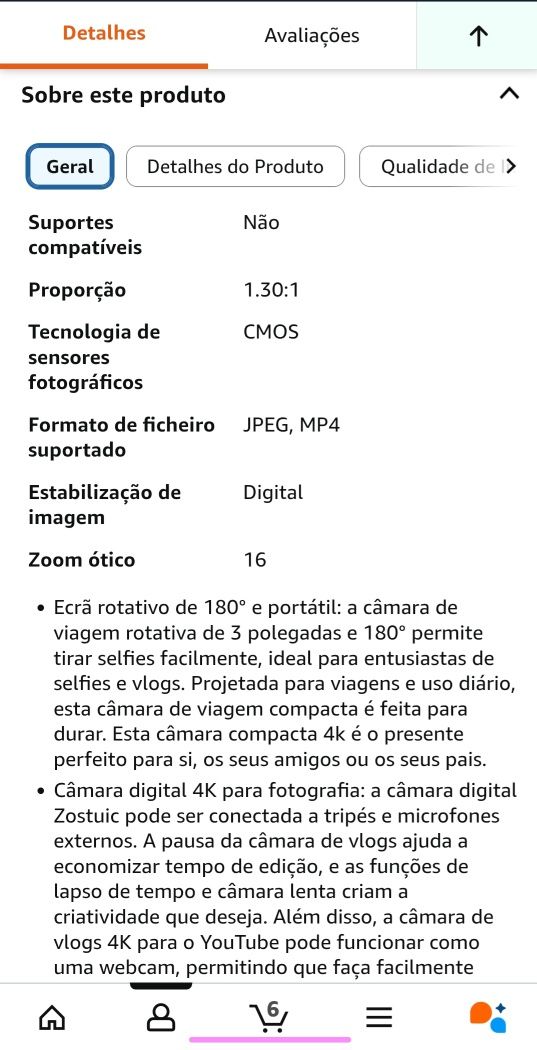 Câmara fotográfica digital 4k Ultra HD Pro