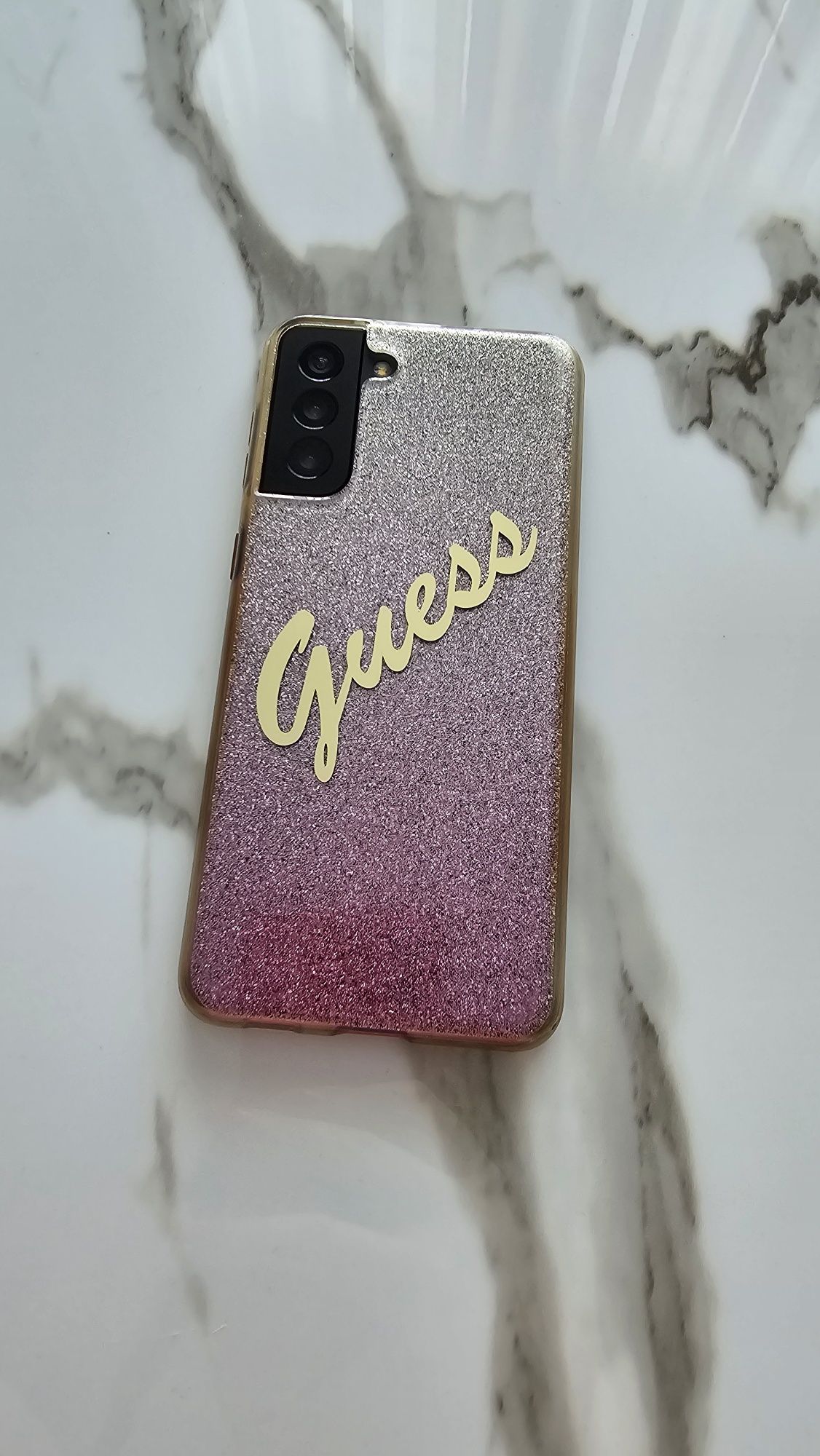Etui Samsung Galaxy S21+ Plus Case Guess różowe brokat