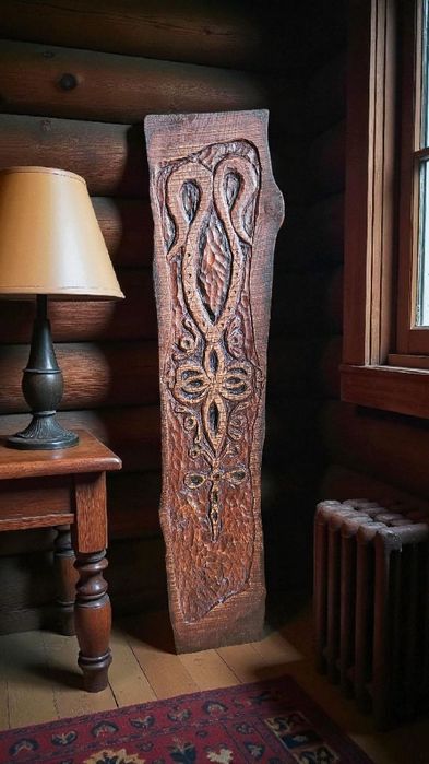 Duży drewniany rzeźbiony panel płaskorzeźba dębowy parzenica orawska