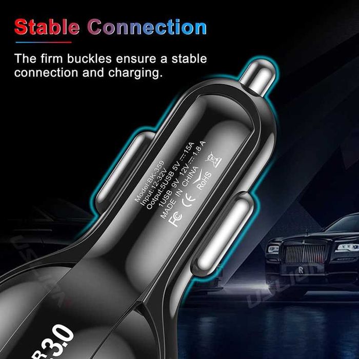 Автомобильное зарядное устройство BK-359 USB 5 Port 15A QC3.0...