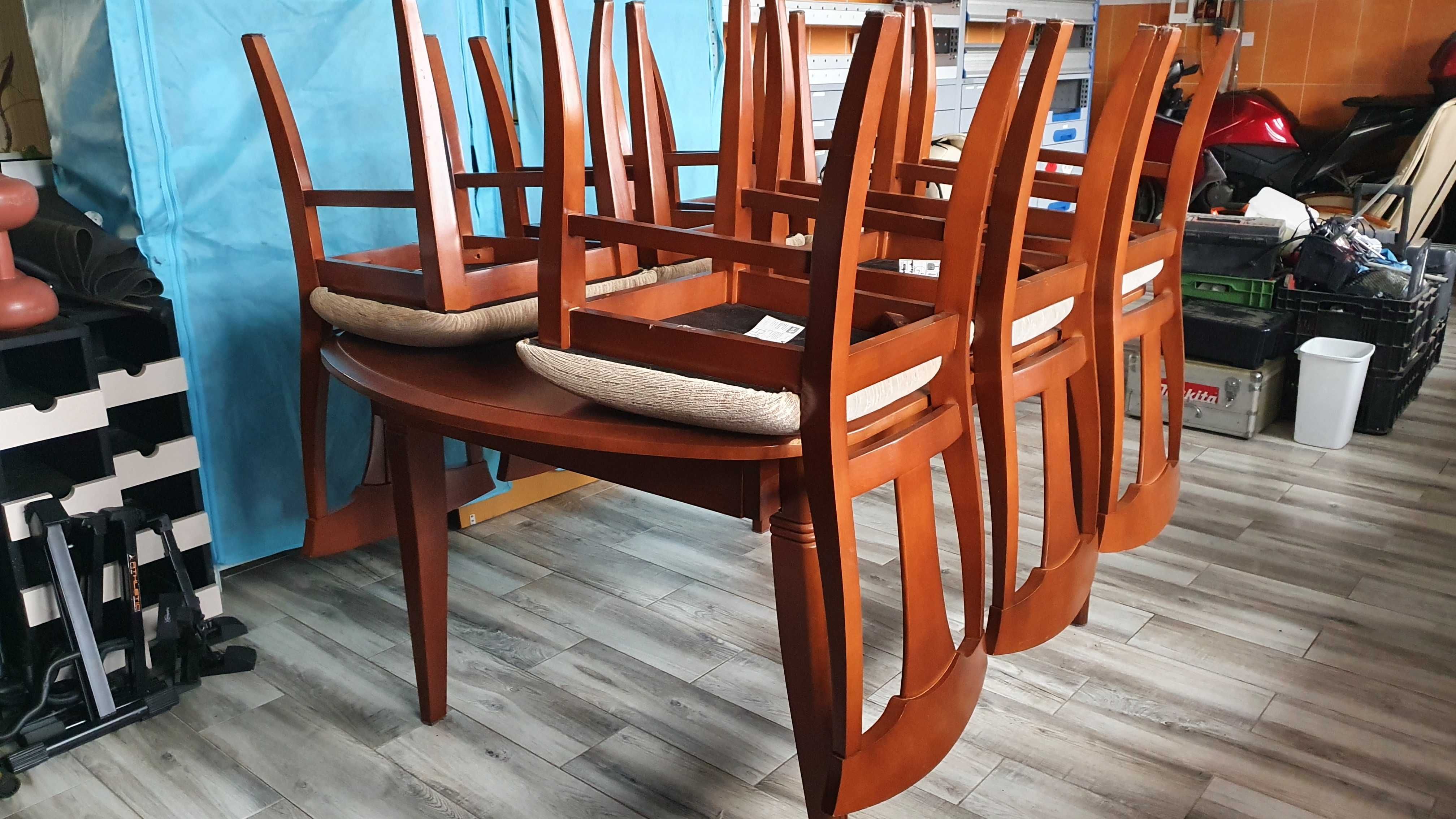 OKAZJA! Zestaw drewniany jadalnia BFM 6 krzeseł + stół 160-260cm