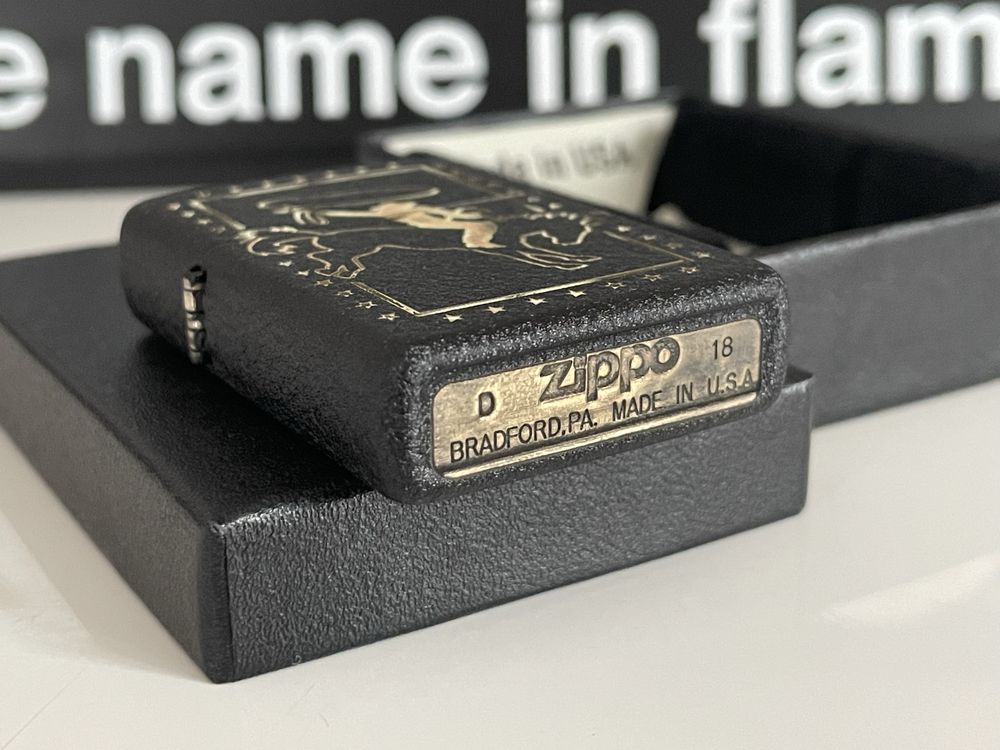Zapalniczka Zippo, Cowboy, kowboj, rodeo, koń, Black Crackle, NOWA