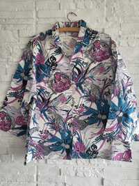 Przepiękna Duża bluzka z printem kwiatowym styl  Vintage rozm 44/46
