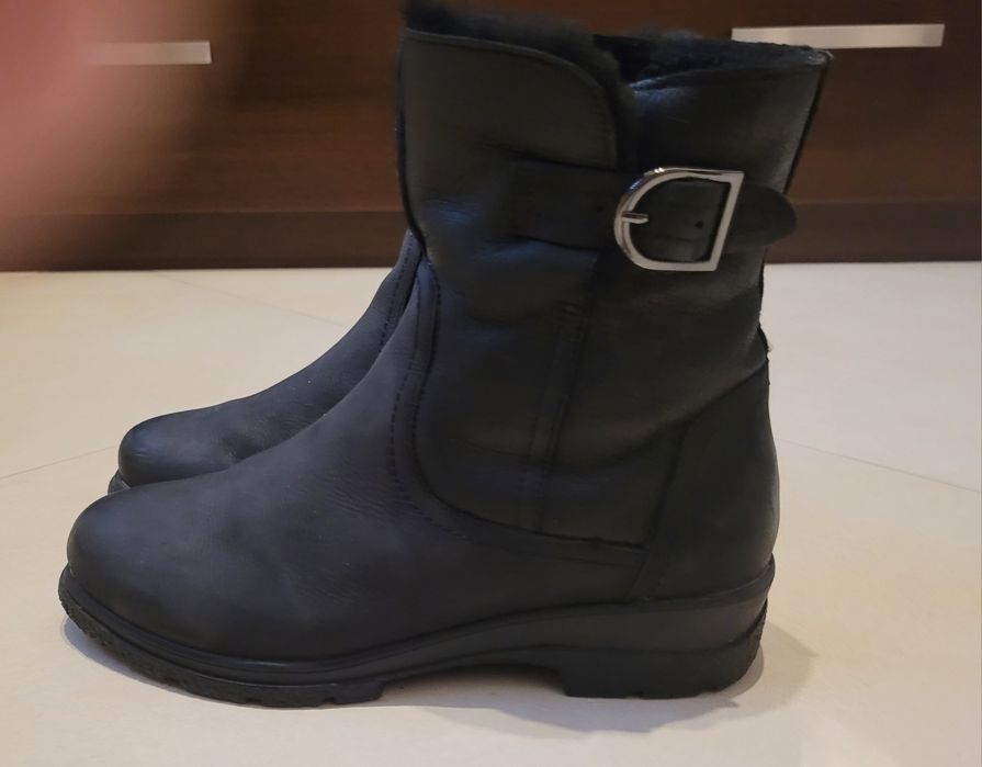 Skórzane botki zimowe damskie Caprice