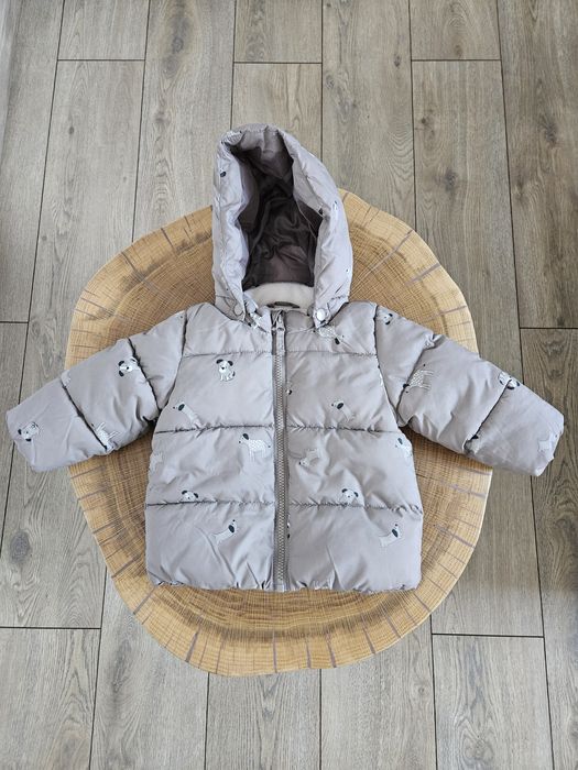 Kurtka zimowa Puffer H&M rozm. 74 brązowa w pieski