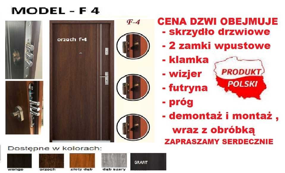 Drzwi wejściowe z montażem ZEWNĘTRZNE- do mieszkania-wewnątrzklatkowe